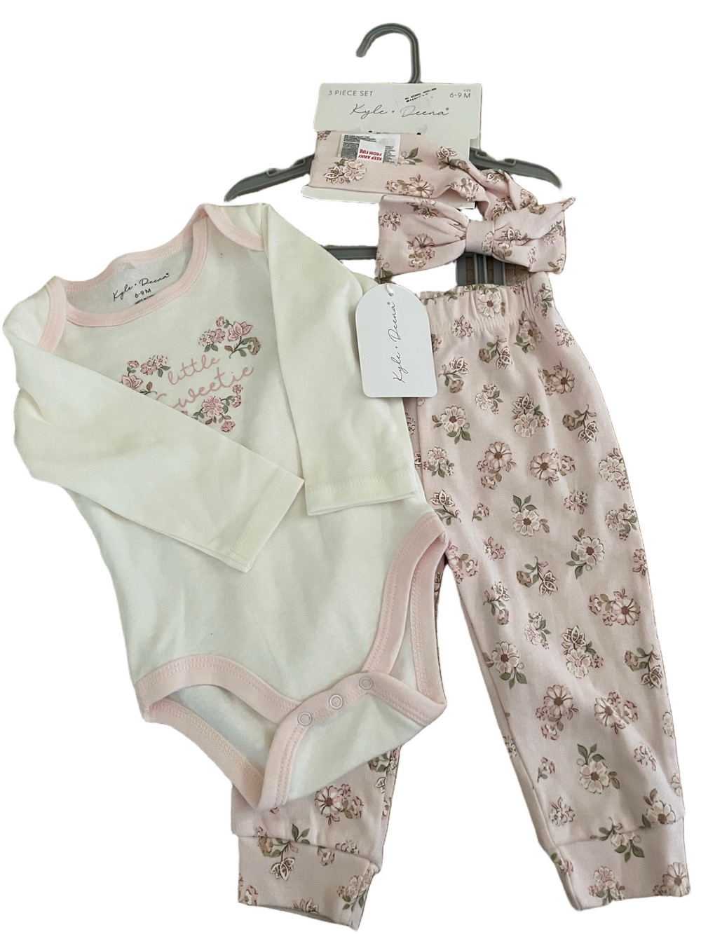 Kyle & Deena Baby Girls Pink Floral 3-Piece Set 6-9 Mo. NWT